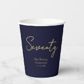 Gobelets En Papier Elegant Seventy Birthday Paper Cup Navy Gold (Recto)