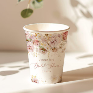 Gobelets En Papier Élégant shower bohème floral de mariage
