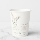 Gobelets En Papier Élégant Simple Cute Bunny Pink Blush Anniversaire (Verso)