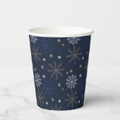 Gobelets En Papier Elegant Snowflake Pattern Dark Blue (Verso)