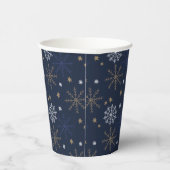 Gobelets En Papier Elegant Snowflake Pattern Dark Blue (Droite)