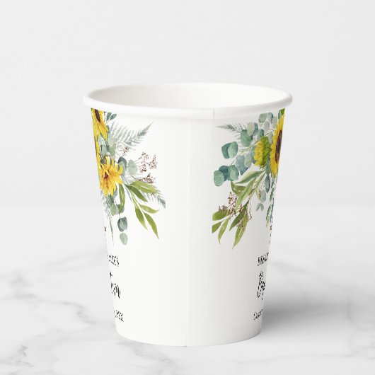 Gobelets En Papier Elegant Sunflower & Eucalyptus Boho Cross Baptism (Droite)