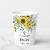 Gobelets En Papier Elegant Sunflower & Eucalyptus Boho Cross Baptism (Recto)