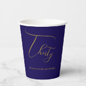 Gobelets En Papier Elegant Thirty 30th Birthday Paper Cup – Navy Blue (Recto)