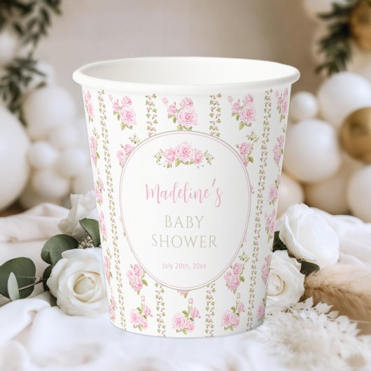 Gobelets En Papier Elegant Vintage Pink Rose