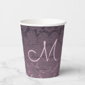 Gobelets En Papier Élégant violet lavande Mariage Mauve Monogramme (Verso)