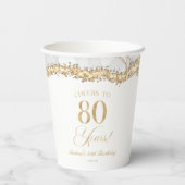 Gobelets En Papier Elegant White Gold Agate 80th Birthday Party (Verso)
