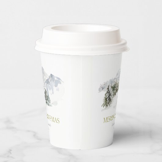 Gobelets En Papier Elegant Winter Mountain Christmas (Droite)