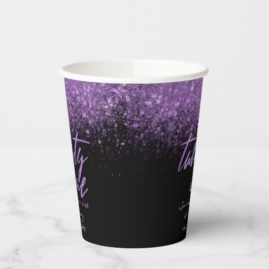 Gobelets En Papier Élégante 21e anniversaire Parties scintillant noir (Gauche)