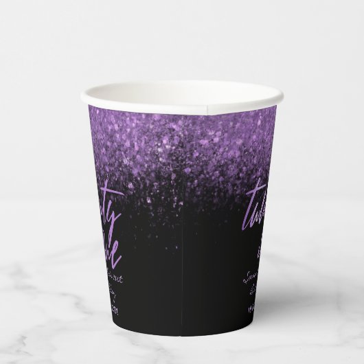 Gobelets En Papier Élégante 21e anniversaire Parties scintillant noir (Droite)