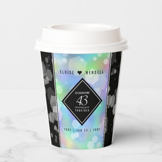 Gobelets En Papier Élégante 43ème anniversaire du Mariage Opal (Verso)