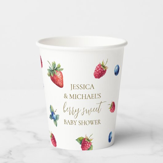 Gobelets En Papier Elégante aquarelle Berry Baby shower doux (Verso)