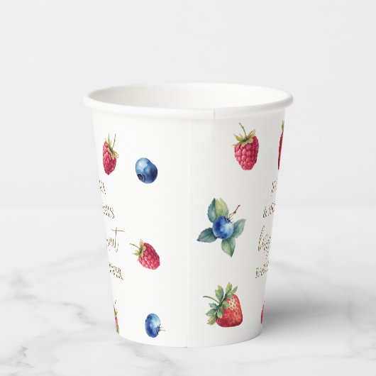 Gobelets En Papier Elégante aquarelle Berry Baby shower doux (Droite)