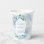 Gobelets En Papier Elégante aquarelle bleu vert fleuri mariage (Verso)