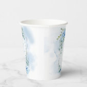 Gobelets En Papier Elégante aquarelle bleu vert fleuri mariage (Droite)