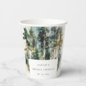 Gobelets En Papier Elégante aquarelle Fête des mariées forestière (Verso)