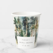 Gobelets En Papier Elégante aquarelle Fête des mariées forestière (Recto)