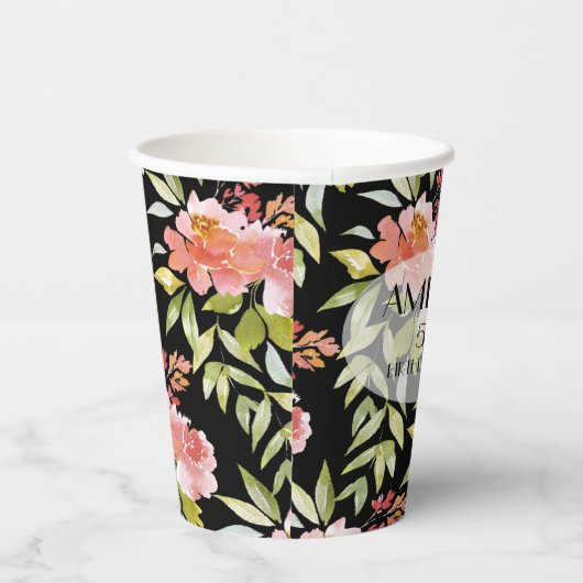 Gobelets En Papier Elégante aquarelle florale (Droite)