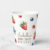 Gobelets En Papier Elégante aquarelle fraise Berry Sweet Anniversaire (Recto)