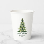Gobelets En Papier Elégante aquarelle Joyeux sapin de Noël non photo (Verso)