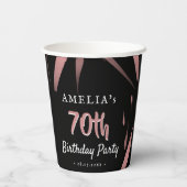 Gobelets En Papier Elégante Aquarelle rose 70e anniversaire (Verso)