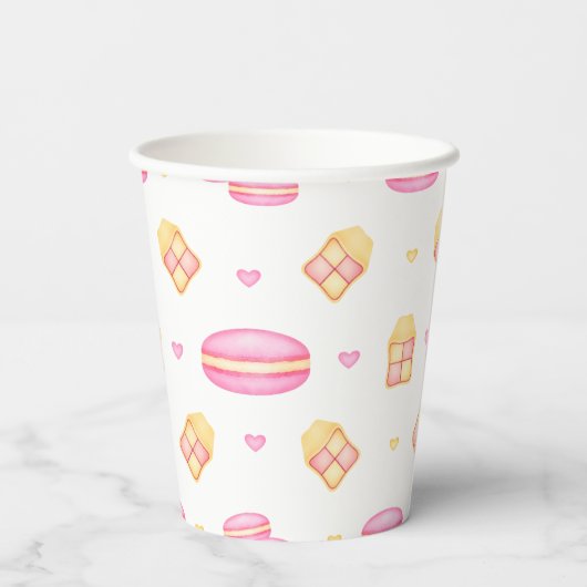 Gobelets En Papier Elégante Aquarelle rose & or Pastel Macarons (Verso)