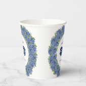 Gobelets En Papier Elégante Blue Hydrangeas fête de 80e anniversaire (Gauche)