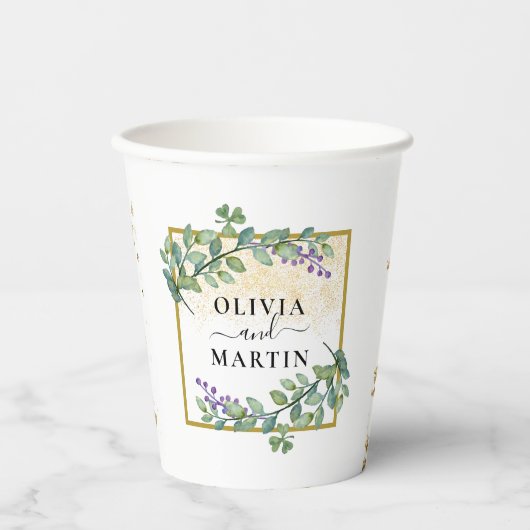 Gobelets En Papier Elégante Botanique Verdure Vibe Mariage Paper Cup (Recto)