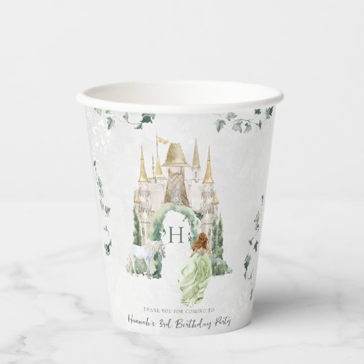 Gobelets En Papier Élégante conte de fées Princesse | Anniversaire (Recto)