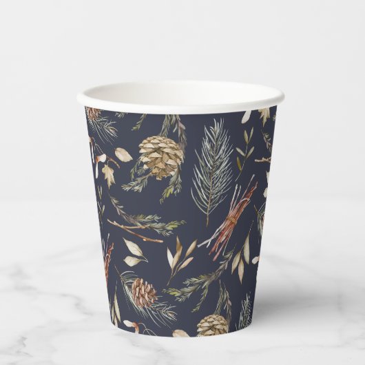 Gobelets En Papier Élégante Coupe de papier de feuillage d'hiver (Recto)