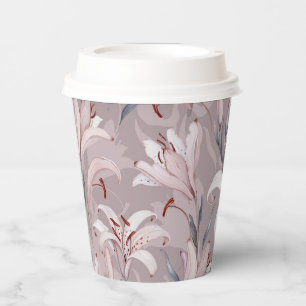 Gobelets En Papier Élégante Coupe en Papier Fleur de Lys Blanche