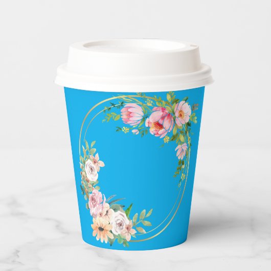 Gobelets En Papier Élégante Coupe en papier rose et or à fleurs Fleur (Recto)