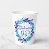 Gobelets En Papier Elégante couronne bleue 95e fête d'anniversaire (Verso)