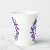 Gobelets En Papier Élégante couronne rose et pourpre 65e anniversaire (Gauche)