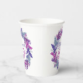 Gobelets En Papier Élégante couronne rose et pourpre 65e anniversaire (Droite)