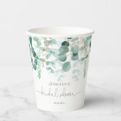 Gobelets En Papier Élégante douche de mariée à la verdure d'eucalyptu (Recto)