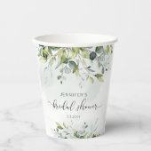 Gobelets En Papier Élégante douche de mariée au feuillage d'eucalyptu (Recto)