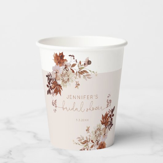 Gobelets En Papier Elégante douche nuptiale d'automne rustique (Verso)