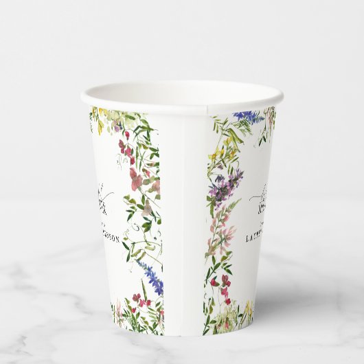 Gobelets En Papier Elégante Fête des mariées Fleur sauvage d'été (Droite)