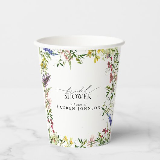 Gobelets En Papier Elégante Fête des mariées Fleur sauvage d'été (Recto)