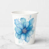 Gobelets En Papier Elégante Fête des mariées Florale Bleue (Verso)