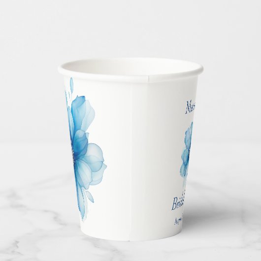 Gobelets En Papier Elégante Fête des mariées Florale Bleue (Droite)