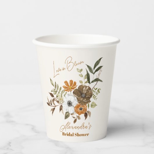 Gobelets En Papier Elégante Fête des mariées florale Boho (Recto)