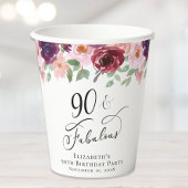 Gobelets En Papier Elégante fête florale 90e anniversaire