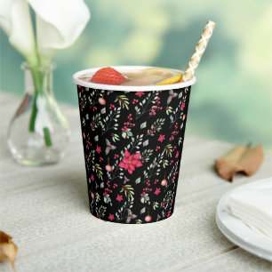 Gobelets En Papier Elegante Green Feuilles Or Et Red Holly Berries