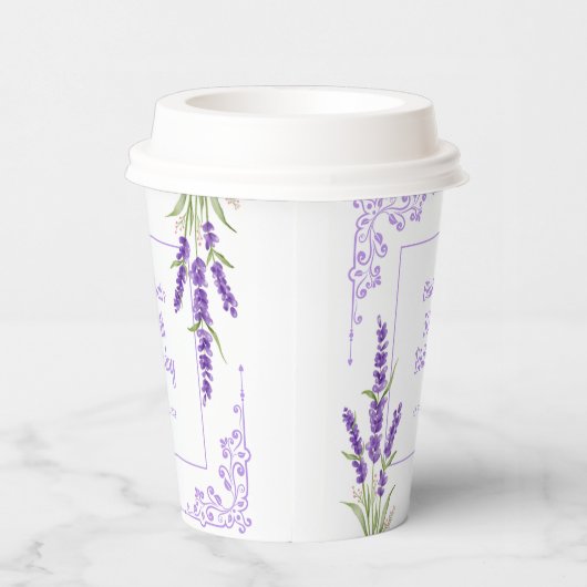 Gobelets En Papier Elégante Lavande violette Antique Frame Anniversai (Droite)