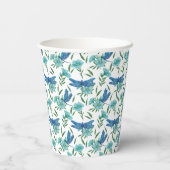 Gobelets En Papier Élégante libellule botanique florale et bleue (Verso)