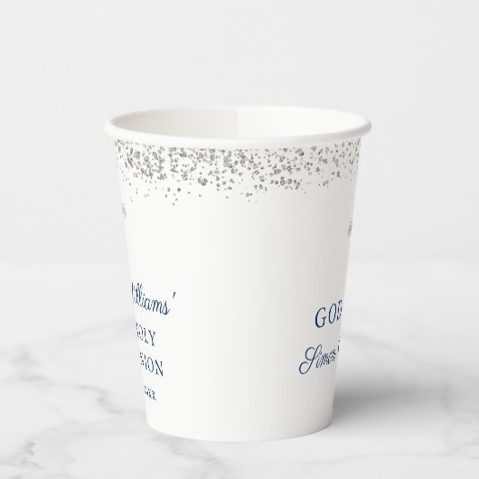 Gobelets En Papier Élégante Parties scintillant d'argent Première com (Gauche)