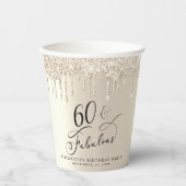 Gobelets En Papier Elégante Parties scintillant d'or 60e fête d'anniv (Recto)