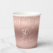 Gobelets En Papier Elégante Parties scintillant Rose Gold 50e fête d' (Verso)